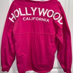 Spirit Hollywood California Bright Pink V-Neck Tee size M